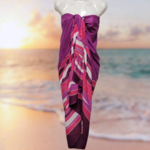 Womens Sarong Pareo Cotton Wrap HandPainted Batik Wrapskirt Beachwear -NEW - Picture 2 of 5